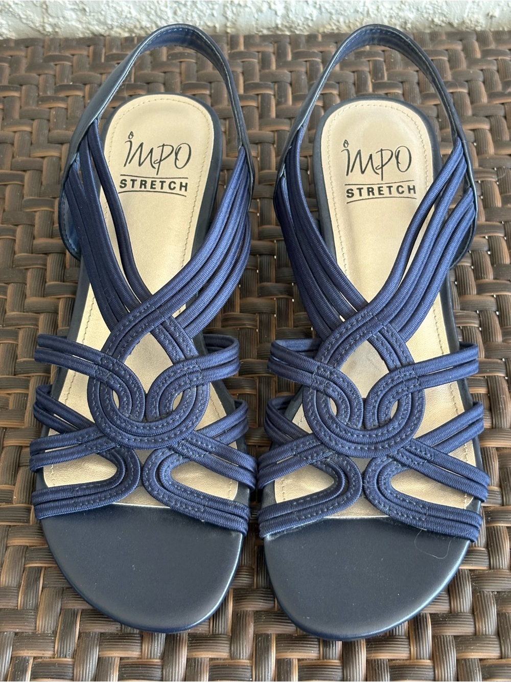 Impo Navy Braided Slingback Sandals